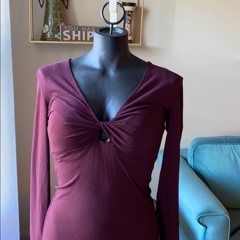 A maroon dress
